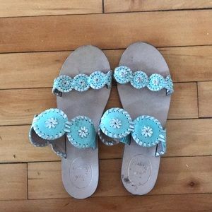 Silver and teal jack Rogers